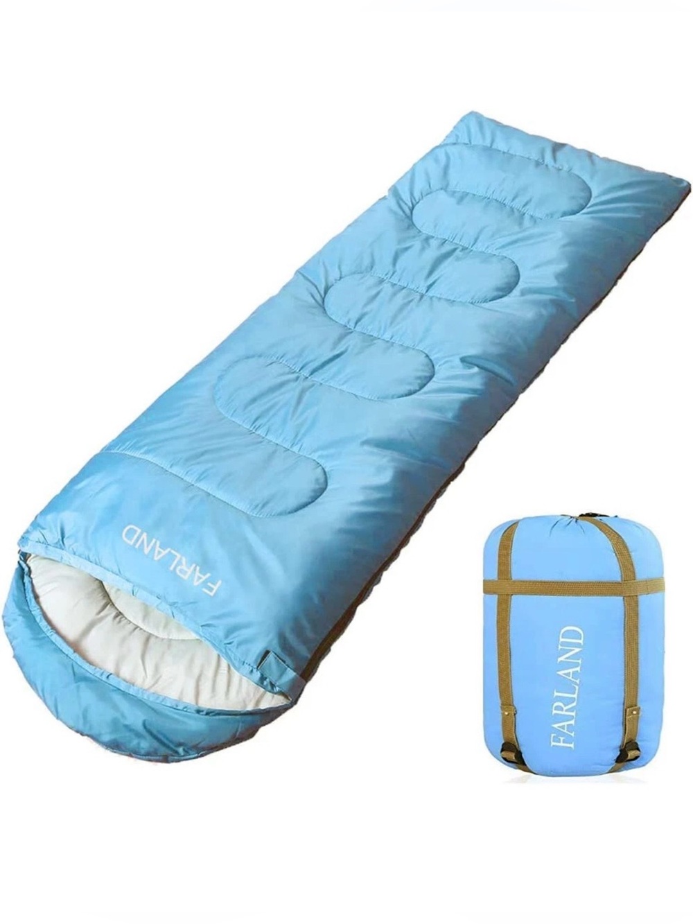 Farland 20°F Cold Weather Sleeping Bag Sky Blue w/ Compression Sack Camping